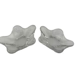 Vintage Daum France Signed Clear Crystal Trinket Dishes Set of 2